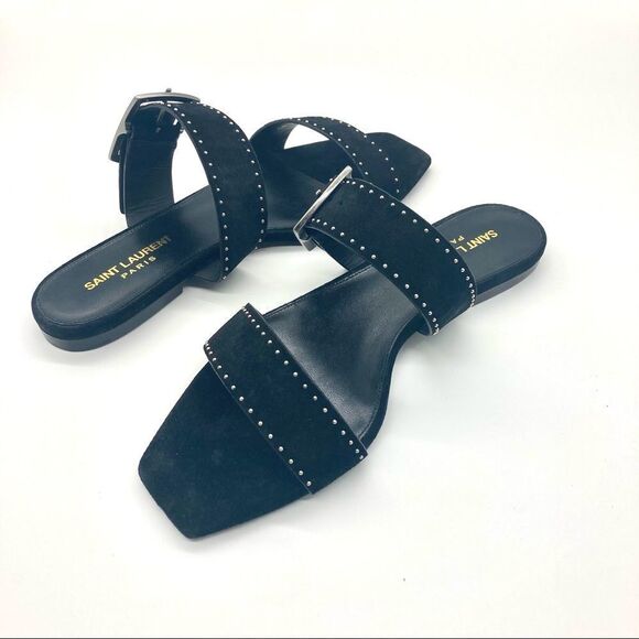 Saint Laurent PEAR BUCK SUEDE SANDAL WOMENS SZ 38+ 8.5 - Picture 11 of 14